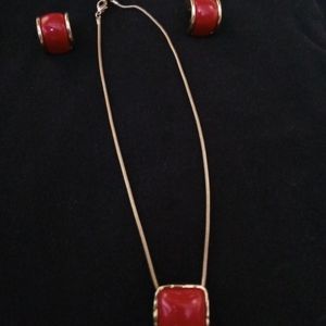Red and Gold Necklace and Earring Set.